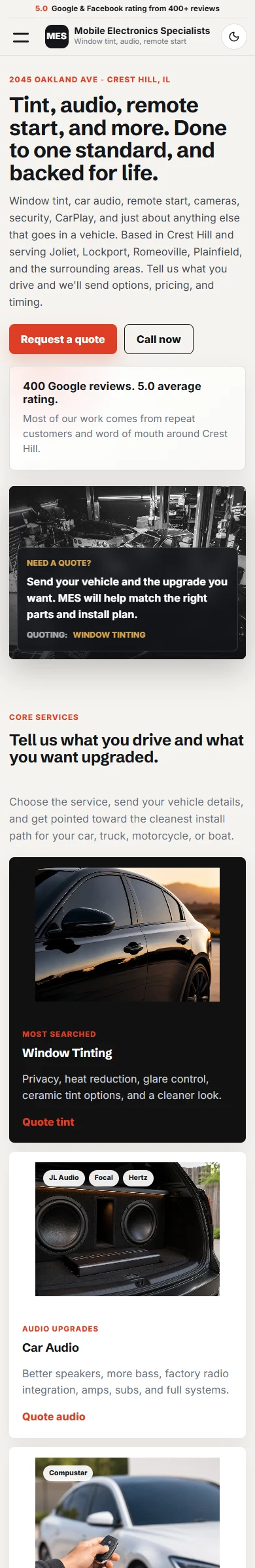The same homepage scrolling by on a phone